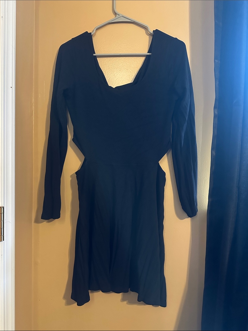 Long Sleeve Cutout Black Mini Dress